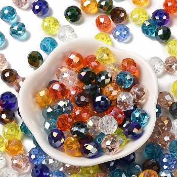 Glass Beads, Faceted, Rondelle, Mixed Color, 10x8mm, Hole: 1mm, about 560pcs/500g