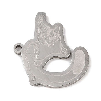304 Stainless Steel Pendants, Mouse Charm, Stainless Steel Color, 22.5x23.5x1.5mm, Hole: 1mm