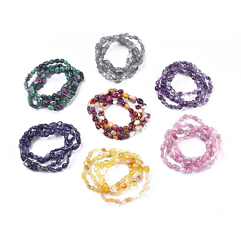 Natural Mixed Gemstone Bead Stretch Bracelets, Tumbled Stone, Nuggets, Inner Diameter: 2~2-1/4 inch(5.2~5.6cm)