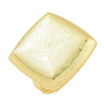 Brass Open Cuff Rings for Women, Lead Free & Cadmium Free, Real 18K Gold Plated, Square, 24.5x24.5mm, Inner Diameter: 17mm adjustable