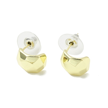 Alloy Curved Thick Stud Earrings with 925 Sterling Silver Pins for Women, Golden, 11x9x5mm, Pin: 0.7mm