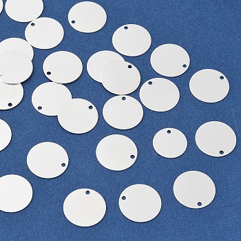 Brass Pendants, Flat Round Charms, Lead Free & Cadmium Free & Nickel Free, Silver, 12x0.8mm, Hole: 1.2mm