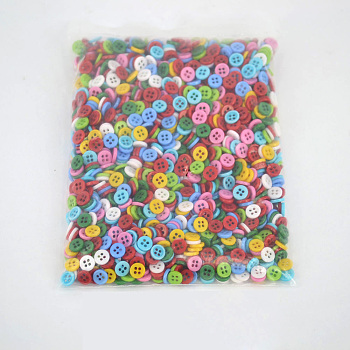 Four-hole Buttons, Resin Button, Flat Round, Mixed Color, about 8mm in diameter, hole: 1mm, about 2000pcs/bag