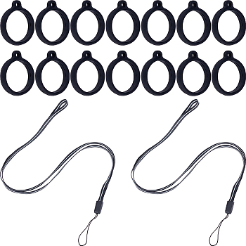 DIY Anti-Lost Necklace Lanyard Making Kit, Including Anti-Lost Silicone Pendant, Rubber Lanyard Straps, for Electronic Stylus & Lighter & Pen Haning Holder Lanyard Strap, Black, 46Pcs/box