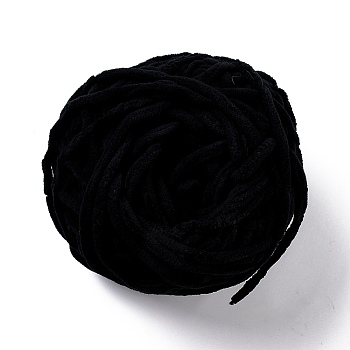 Soft Crocheting Yarn, Thick Knitting Yarn for Scarf, Bag, Cushion Making, Black, 7~8mm, 65.62 yard(60m)/roll