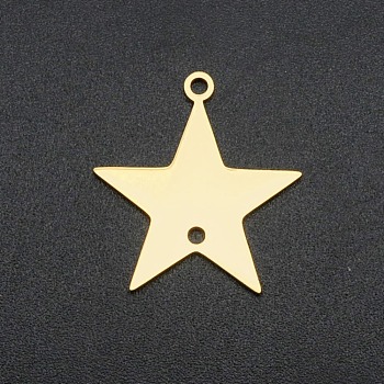 201 Stainless Steel Links Connectors, Laser Cut, Star, Golden, 21x20x1mm, Hole: 1.8mm