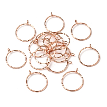 Brass Hollow Pendants, Long-Lasting Plated, Ring, Rose Gold, 29mm, Hole: 2.5mm