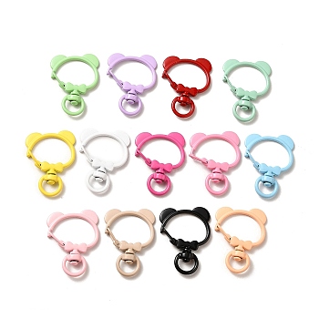Spray Painted Alloy Swivel Clasps, Bear Head, Mixed Color, 36x26.5x5.5mm