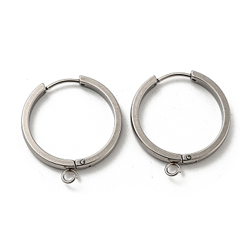 201 Stainless Steel Huggie Hoop Earrings Findings, with Vertical Loop, with 316 Surgical Stainless Steel Earring Pins, Ring, Stainless Steel Color, 24x3mm, Hole: 2.7mm, Pin: 1mm