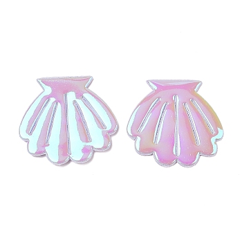 PU Leather Shell Shape Applique for Clothing Dress Bag Garment Accessories, Sew On Patches, Lavender, 50x51x4.5mm