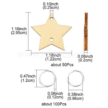 50 breloques de connecteur en bois non teint(WOOD-FS0001-12B)-6