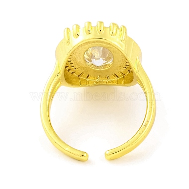 anillo abierto ovalado de cristal y circonita cúbica(RJEW-U003-21)-4