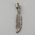 Alloy Cord Ends, Cone Cord Rope Lock, Hoodie Drawstring Replacement, Feather, Antique Silver, 63mm(FIND-WH0366-064B-AS)