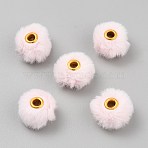 Imitation Mink Fur European Beads, Large Hole Beads, with Alloy Core, Rondelle, Misty Rose, 20x12.5mm, Hole: 4mm(FIND-WH0148-423I)