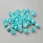 Plastic Imitation Pearl Bead Cap, Flower, Cyan, 9x11mm, Hole: 1.5mm(FIND-WH0433-42A)