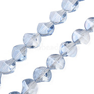 Electroplate Glass Beads Strands, Pearl Luster Plated, Twist, Light Steel Blue, 13x13.5x9mm, Hole: 1.2mm, about 45Pcs/strand, 23.23 inch(59cm)(EGLA-N008-019-C01)