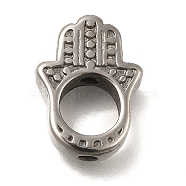 304 Stainless Steel Bead Frame, Hamsa Hand, Antique Silver, 15x11.5x4mm, Hole: 1.9mm(STAS-M100-04AS)