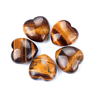 Natural Tiger Eye Healing Stones, Heart Stones, Pocket Palm Stones for Reiki Balancing, 30x30mm(PW-WGA91AE-29)