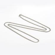 304 Stainless Steel Necklaces, Curb Chain Necklaces, with Lobster Claw Clasps, Faceted, Stainless Steel Color, 29.5 inch(74.9cm), 3mm(NJEW-D265-01P)