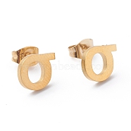 Ion Plating(IP) 304 Stainless Steel Stud Earrings, with Ear Nuts, Manual Polishing, Greek Alphabet, Letter.S, 9.5x7.5x1mm, Pin: 0.7mm(STAS-Z028-A-21G)