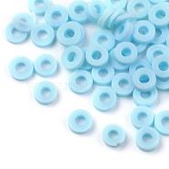 Handmade Polymer Clay Beads, for DIY Jewelry Crafts Supplies, Disc/Flat Round, Heishi Beads, Sky Blue, 4x1mm, Hole: 1mm, about 55000pcs/1000g(CLAY-Q251-4.0mm-101)