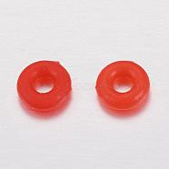 Rubber O Rings, Donut Spacer Beads, Fit European Clip Stopper Beads, Red, 2mm(KY-G005-02F)