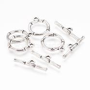 Alloy Toggle Clasps, Lead Free and Cadmium Free, Antique Silver Color, Size: Ring: about 20.5x17mm, Hole: 2mm, Bar: 26x6x3mm, Hole: 2mm(PALLOY-EA9143Y-AS-RS)