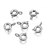 304 Stainless Steel Spring Ring Clasps, Ring, Stainless Steel Color, 8x6.5x1.5mm, Hole: 1.5mm(STAS-S117-016A)