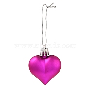 Valentine's Day Electroplate Plastic Heart Pendants Decorations, Nylon Rope Christmas Tree Hanging Ornaments, Camellia, 150mm, 12pcs/box(KY-D020-02E)