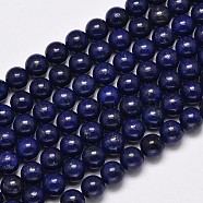 Dyed Natural Lapis Lazuli Round Beads Strands, 10mm, Hole: 1mm, about 39pcs/strand, 15.7 inch(G-M169-10mm-05)