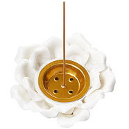 1Pc Porcelain Incense Holder, Lotus Stick Incense Burner, for Home Decoration, White, 9.5x9.5x4cm(PORC-GF0001-01B)