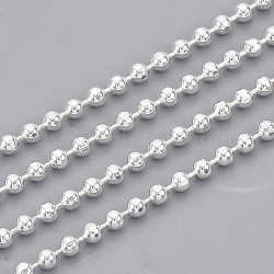 Brass Ball Chains, Faceted, Long-Lasting Plated, Soldered, with Spool, Cadmium Free & Lead Free, Silver, 2.3mm, about 16.4 Feet(5m)/roll(X-CHC-S008-004B-S)