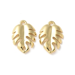 Brass Pendants, Leaf Charms, Lead Free & Cadmium Free, Long-Lasting Plated, Real 18K Gold Plated, 14.5x10x2mm, Hole: 1.4mm(KK-P290-35G)