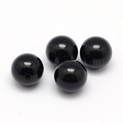 Natural Black Onyx Beads, Half Drilled, Round, Dyed & Heated, 10mm, Hole: 1.5mm(X-G-D708-10mm)