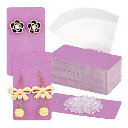 Elite 120Pcs Blank kraft Paper Earring Card Holder for Earring Display, with 240Pcs Plastic Ear Nuts and 120Pcs Cellophane Bags, Violet, 4~89x4~50x0.5mm, Hole: 1~6mm(DIY-PH0009-96A)