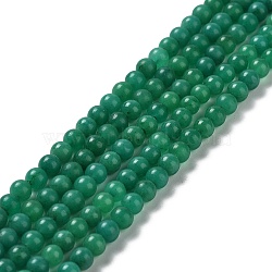 Natural Teal Jade Round Beads Strands, Dyed, 4mm, Hole: 1mm, about 98pcs/strand, 15.7 inch(G-P070-09-4mm-01)