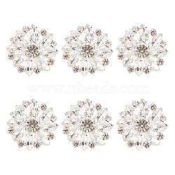 6Pcs Brass Rhinestone Shank Buttons, 1-Hole, Flower, Crystal, 26.5x10.5mm, Hole: 1.8mm(FIND-FG0001-96A)