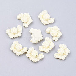 Resin Cabochons, Flower, Light Yellow, Size: about 25mm wide, 20mm long, 8mm thick(X-RESI-A952-1)