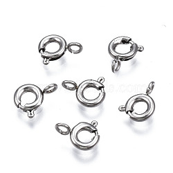 Tarnish Resistant 304 Stainless Steel Spring Ring Clasps, Ring, Stainless Steel Color, 8x6.5x1.5mm, Hole: 1.5mm(STAS-S117-016A)