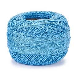 21S/2 8# Cotton Crochet Threads, Mercerized Cotton Yarn, for Weaving, Knitting & Crochet, Deep Sky Blue, 1mm, 50g/roll(YCOR-A001-01H)