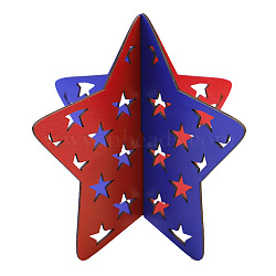 Independence Day Wood Ornament, for Home Desktop Display Decorations, Star, Red, 136x136mm(GUQI-PW0004-54A-02)