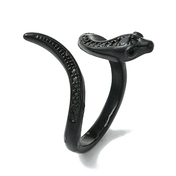 Alloy Snake Open Cuff Rings, Lead Free & Cadmium Free, Black, 23mm, Inner Diameter: 17mm