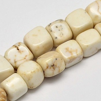 Cube Natural Magnesite Beads Strands, Creamy White, 7x7x7mm, Hole: 1mm, about 55pcs/strand, 15.6 inch
