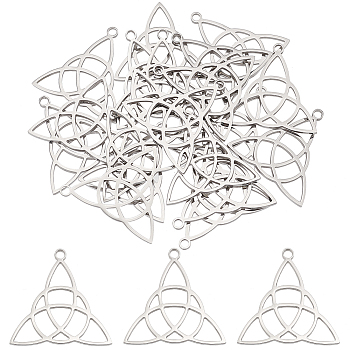 201 Stainless Steel Pendants, Trinity Knot, Stainless Steel Color, 25x26x1.5mm, Hole: 1.8mm, 20pcs/box