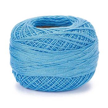 21S/2 8# Cotton Crochet Threads, Mercerized Cotton Yarn, for Weaving, Knitting & Crochet, Deep Sky Blue, 1mm, 50g/roll