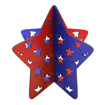 Independence Day Wood Ornament, for Home Desktop Display Decorations, Star, Red, 136x136mm