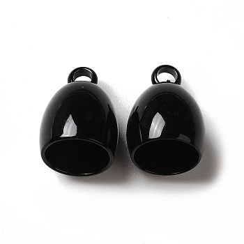 Spray Painted 201 Stainless Steel Cord Ends, End Caps, Bell, Black, 12.5x9mm, Hole: 1.8mm, Inner Diameter: 8mm
