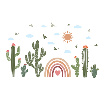 PVC Wall Stickers, Wall Decoration, Cactus Pattern, 390x800mm