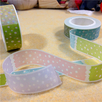 Polka Dot Pattern DIY Scrapbook Decorative Paper Tapes, Adhesive Tapes, Colorful, 15mm, 10m/roll