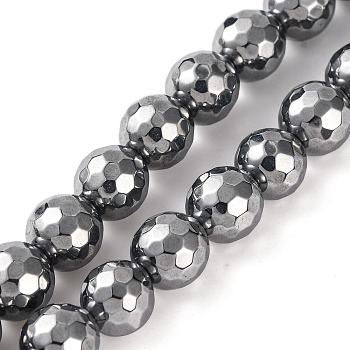 Terahertz Stone Beads Strands, Faceted, Round, 8mm, Hole: 0.7mm, about 49pcs/strand, 15.35''(39cm)